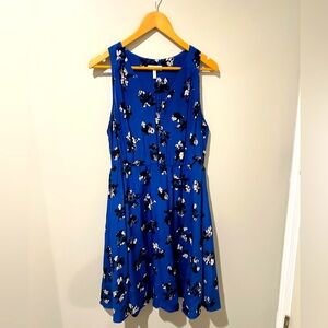 Rebecca Taylor 100% Silk Blue Floral Sleeveless Dress